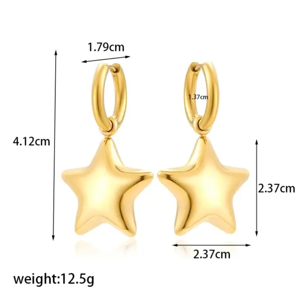 Wholesale PVD Coated Star 304 Stainless Steel French Style Simple Style Waterproof Non Tarnish Earrings Necklace