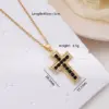 304 Stainless Steel Copper Inlay Cross Zircon Pendant Necklace