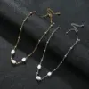 Wholesale Elegant Water Droplets Stainless Steel Freshwater Pearl Beaded Necklace