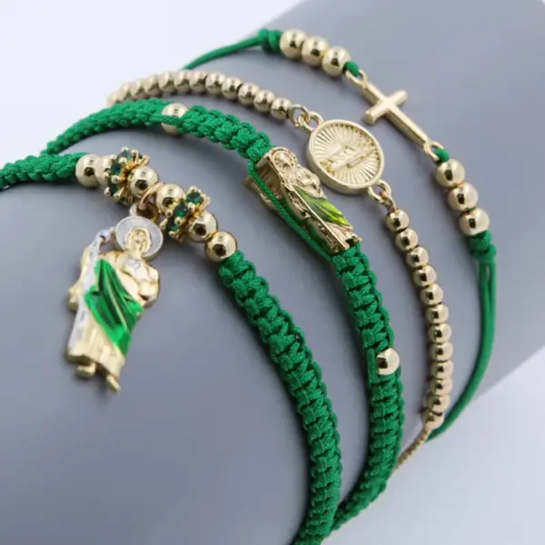 Wholesale Copper 18K Gold Plated Human Cross Bracelets