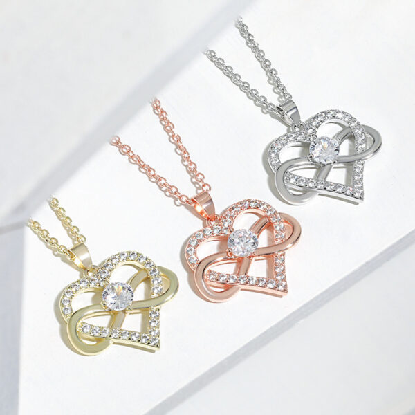 Wholesale Amazon cross-border new 8-word unlimited symbol heart-shaped pendant high-grade design zircon love necklace