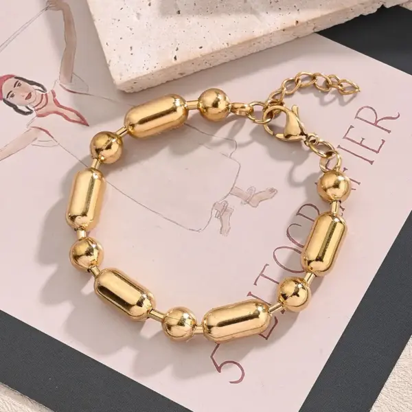 Wholesale Casual Modern Style Simple Style Round Solid Color 304 Stainless Steel Ball Chain Bracelets In Bulk
