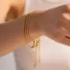 Wholesale PVD Coated Real Gold Plated 18K Gold Solid Color 304 Stainless Steel Simple Style Classic Style Waterproof Non Tarnish 304 Stainless Steel Bracelets