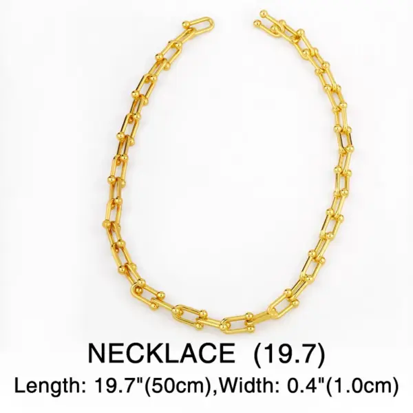 Wholesale 1 Piece Fashion U-shaped Lock Copper Patchwork Plating Bracelets Earrings Necklace