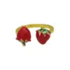 Wholesale Jewelry Cute Lady Cherry Copper 18K Gold Plated Enamel Open Rings