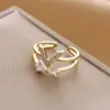 Wholesale Fashion Geometric Snake Butterfly Copper Open Ring Plating Artificial Gemstones Copper Rings