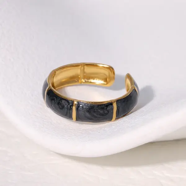 oly-c00cfad6936368e37c81c8c6d525207b Wholesale PVD Coated Real Gold Plated 18K Gold Geometric 304 Stainless Steel Vintage Style Simple Style IG Style Waterproof Non Tarnish Open Rings