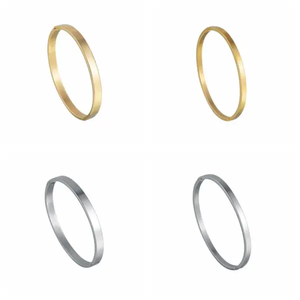 PVD Coated Real Gold Plated Gold Plated Geometric Solid Color 304 Stainless Steel Simple Style Waterproof Non Tarnish Bangle