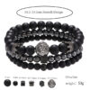 Wholesale European and American jewelry fashion vintage black frosted bracelet zircon crown diamond ball dice lion head beads bracelet suit