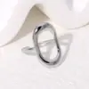 Wholesale PVD Coated Real Gold Plated 18K Gold Geometric Oval 304 Stainless Steel Modern Style Simple Style IG Style Waterproof Non Tarnish Open Rings