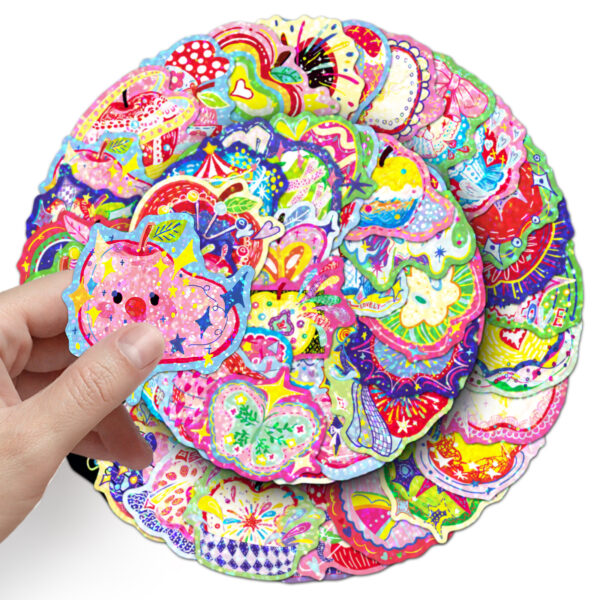 Wholesale 50pcs/pack Flashing Laser Energy Apple Stickers