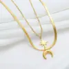 Wholesale Fashion Star Moon Titanium Steel Necklace 1 Piece