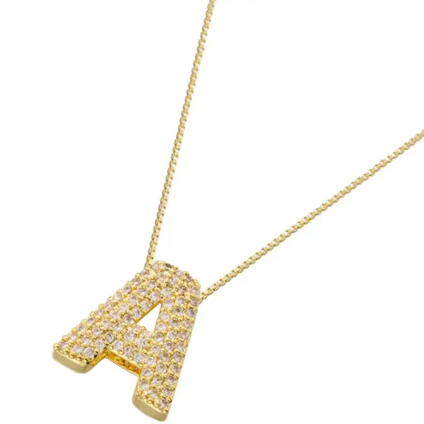 Hip-hop Exaggerated Punk Letter Copper Plating Inlay Zircon 18k Gold Plated Pendant Necklace
