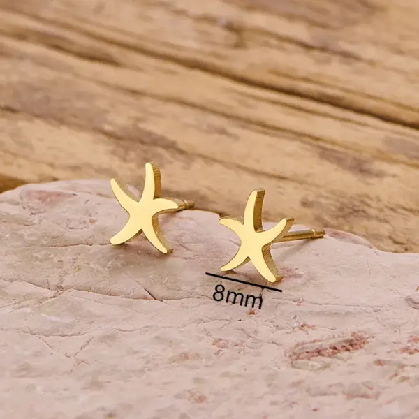 Wholesale PVD Coated 18K Gold Real Gold Plated Starfish 304 Stainless Steel Elegant Simple Style Classic Style Waterproof Non Tarnish Ear Studs
