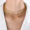 Wholesale PVD Coated Real Gold Plated 18K Gold Solid Color 201 Stainless Steel Simple Style Waterproof Non Tarnish 201 Stainless Steel Necklace