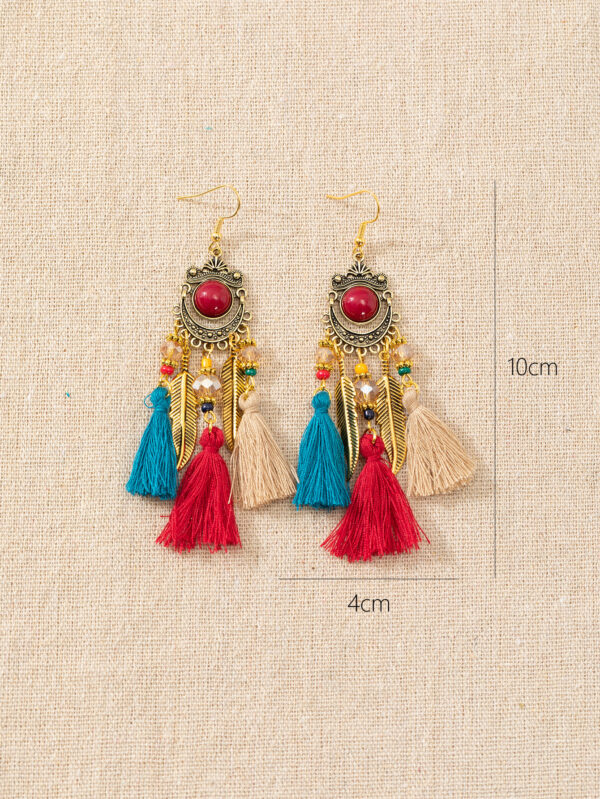 Wholesale Ethnic style retro long tassel earrings ear hook bohemian Yunnan travel photography performance decorations