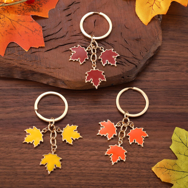 oly-c030fd88fc257286118b9d67935e5700 Wholesale Fall Thanksgiving Colorful Maple Leaf Oil Droplet Keychain