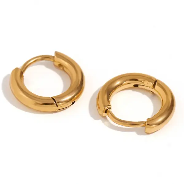 304 Stainless Steel Round PVD Coated Stone-Free 18K Gold Plated Real Gold Plated 18K Gold Classic Style Waterproof Non Tarnish Plating Earrings
