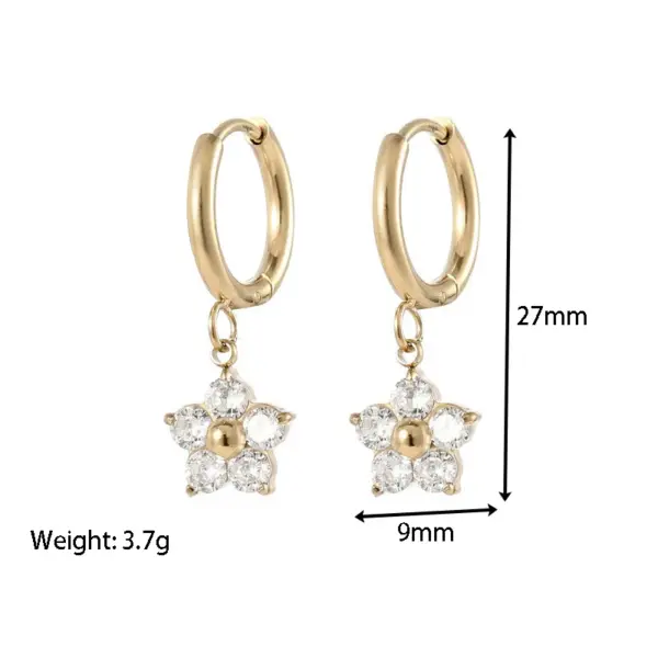 PVD Coated 18K Gold Real Gold Plated Flower 304 Stainless Steel Fashion Waterproof Non Tarnish Drop Earrings