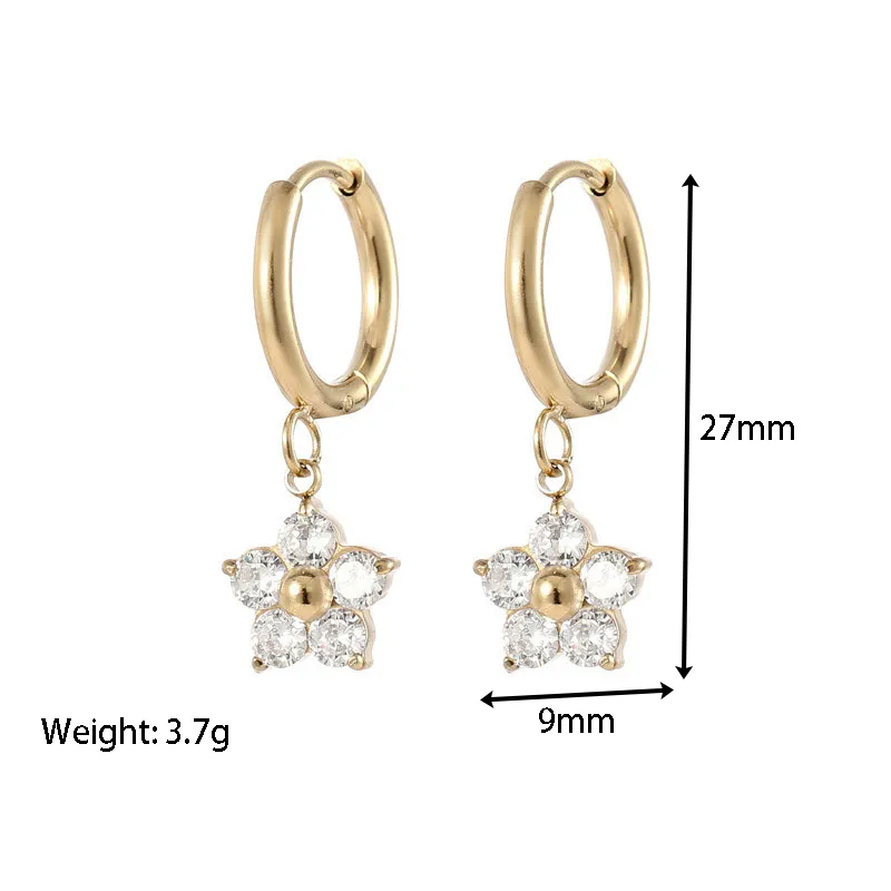 Wholesale PVD Coated 18K Gold Real Gold Plated Flower 304 Stainless Steel Fashion Waterproof Non Tarnish op Earrings