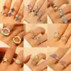 Wholesale Copper Plating Leaf Letter Heart Shape Zircon Open Rings