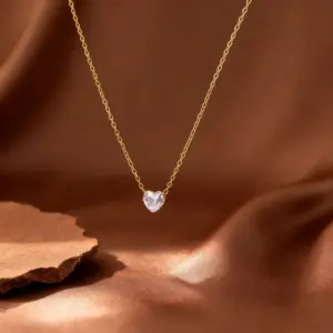 Wholesale Fashionable Mini Heart Shaped Diamond Necklace For Women Elegant Simple Stylish Versatile High Quality Choker Trendy Jewelry Accessory