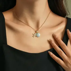 Wholesale 304 Stainless Steel Plastic Copper Earth Travel Ion Plating (IP) 18K Gold Plated Vintage Style Classic Style Cable Chain Pendant Necklace