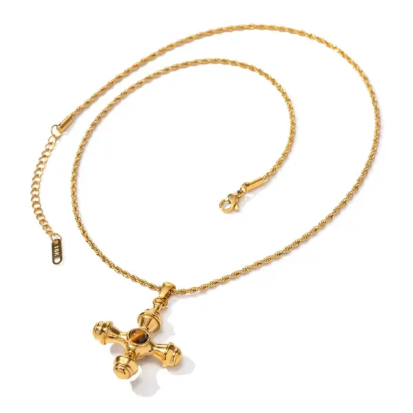 Wholesale PVD Coated Real Gold Plated Cross Stainless Steel IG Style Waterproof Non Tarnish 304 Stainless Steel Pendant Necklace