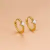 Wholesale 1 Pair Fashion Geometric Gold Plated 304 Stainless Steel Zircon Stainless Steel Earrings