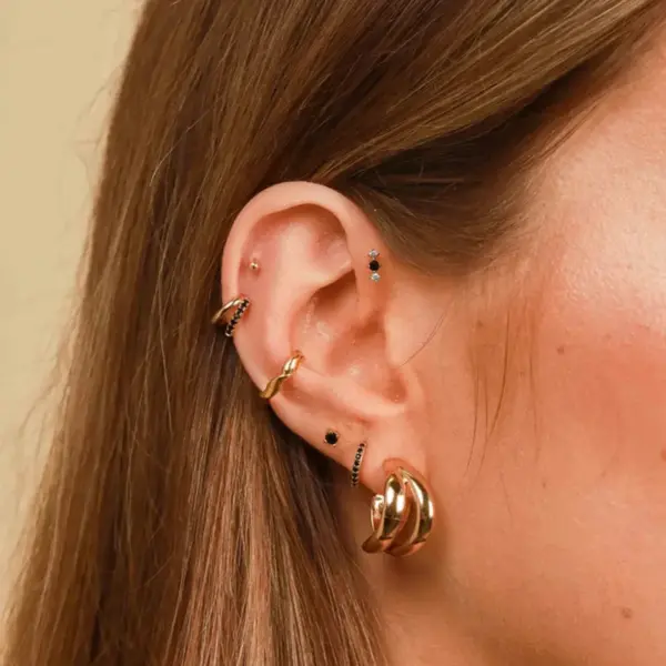 1 Piece Ear Cartilage Rings & Studs Fashion Heart Shape Crown Flower 925 Sterling Silver Plating Inlay Artificial Pearls Rhinestones