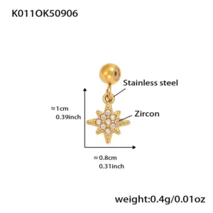 K011-Golden Eight-Pointed Star Zircon Pendant