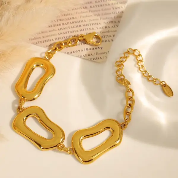 Wholesale Ion Plating (IP) Real Gold Plated 18K Gold Geometric Solid Color 304 Stainless Steel Elegant Waterproof Non Tarnish Bracelets Necklace