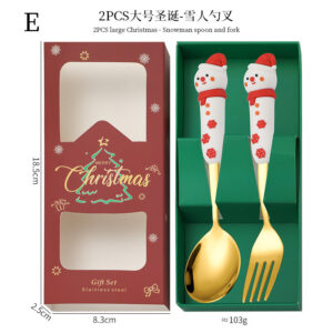Snowman spoon and fork 2-piece set e [gold]