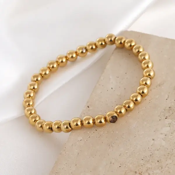 Wholesale Simple Style Commute Round 304 Stainless Steel Beaded Chain Bracelets In Bulk