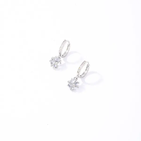 Wholesale PVD Coated Rhodium Plated Water Droplets Heart Shape Flower 304 Stainless Steel Casual Sweet Korean Style Waterproof Non Tarnish Drop Earrings