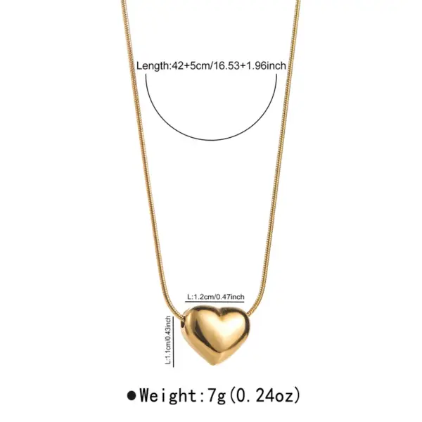 Wholesale Jewelry Modern Style Sweet Simple Style Heart Shape 304 Stainless Steel Pendant Necklace
