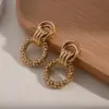 Wholesale Electroplating Golden Plated Round Oval Heart Shape 304 Stainless Steel IG Style Casual Vacation Polishing Plating Ear Studs