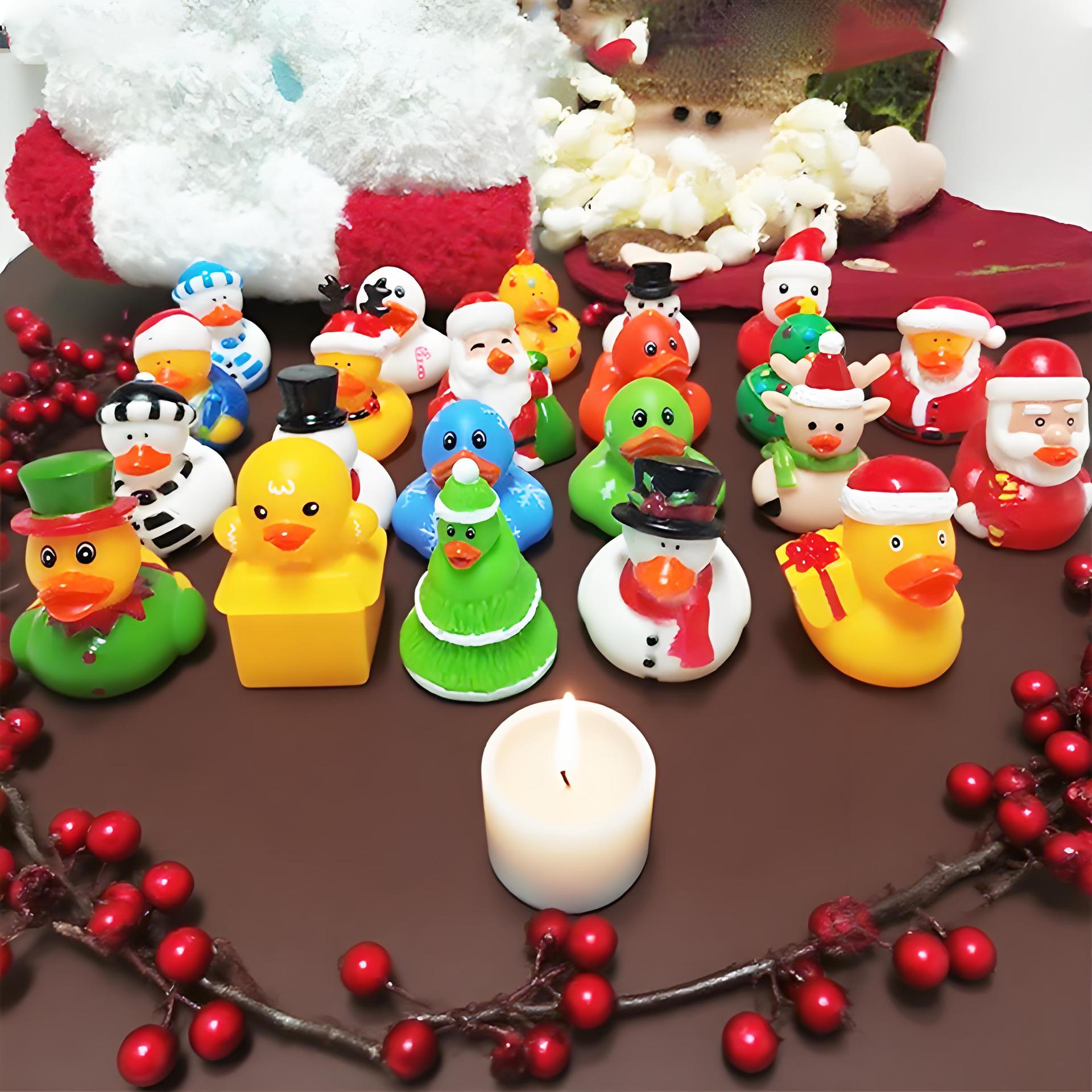 Wholesale Cross-Border Foreign Trade New Christmas Little Yellow Duck Swimming ol Bathtub Duck Christmas Snowman Vinyl Toy Duck