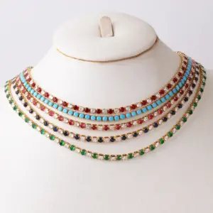 Wholesale Copper Inlay Solid Color Zircon Copper Necklaces