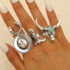 Wholesale Retro Western Cowboy Alloy Boots, Hat, Bull Head and Horseshoe Set, Ring