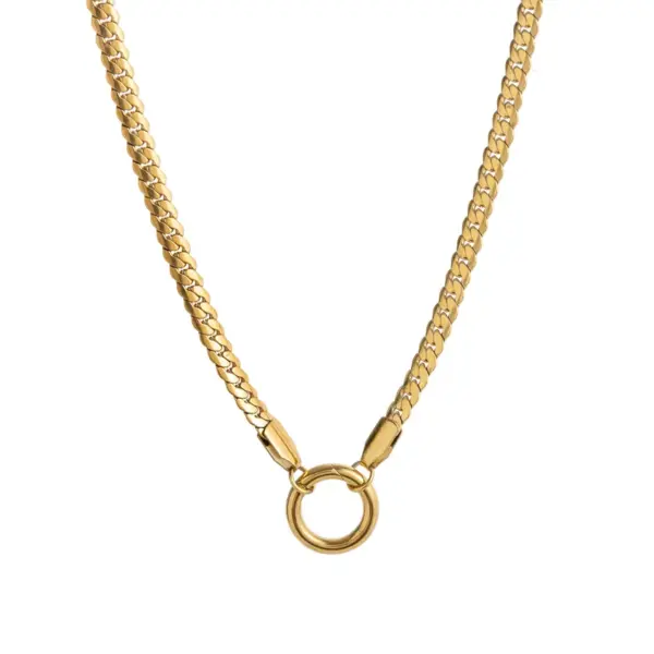 Wholesale 304 Stainless Steel DIY Basic Snake Bone Chain Necklace For Women Vacuum Plated 18K Gold Accessories Lobster Clasp Casual Travel