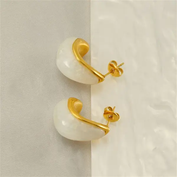 PVD Coated 18K Gold Plated C Shape 304 Stainless Steel Casual Simple Style Waterproof Non Tarnish Ear Studs
