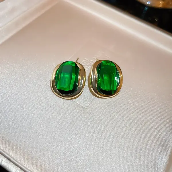 Wholesale 1 Pair Retro Color Block Heart Shape Pleated Inlay Copper Rhinestones Drop Earrings