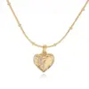 Wholesale Jewelry Elegant Sweet Simple Style Pentagram Heart Shape Bee Copper Zircon 18K Gold Plated Enamel Inlay Pendant Necklace
