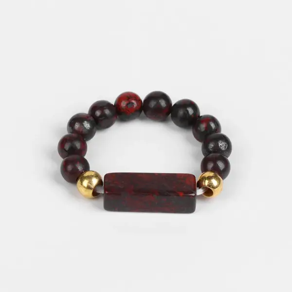 Wholesale Ethnic Style Round Natural Stone Beaded Rings 1 Piece