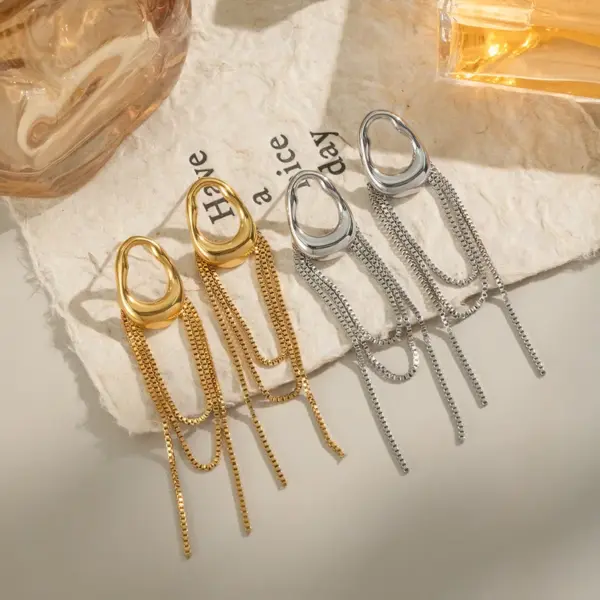 PVD Coated Real Gold Plated 18K Gold Solid Color 304 Stainless Steel Sweet Artistic Waterproof Non Tarnish Drop Earrings