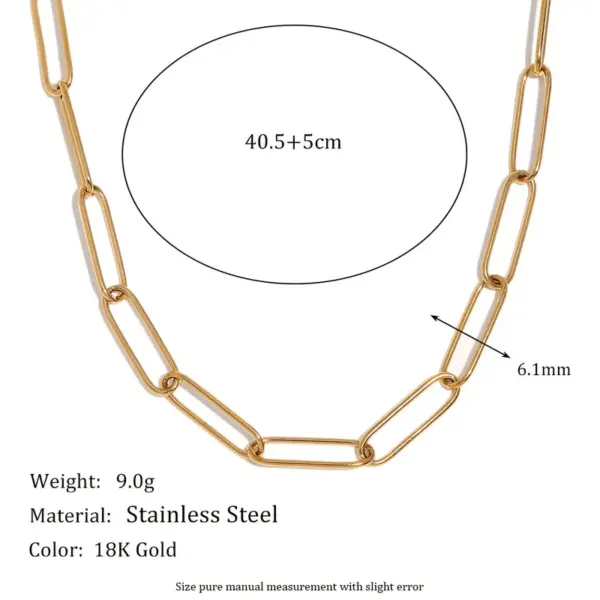 Wholesale PVD Coated Real Gold Plated Geometric 304 Stainless Steel Simple Style Waterproof Non Tarnish 304 Stainless Steel Chain Necklace