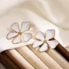 1 Pair IG Style Flower Enamel 304 Stainless Steel 18K Gold Plated Stainless Steel Earrings