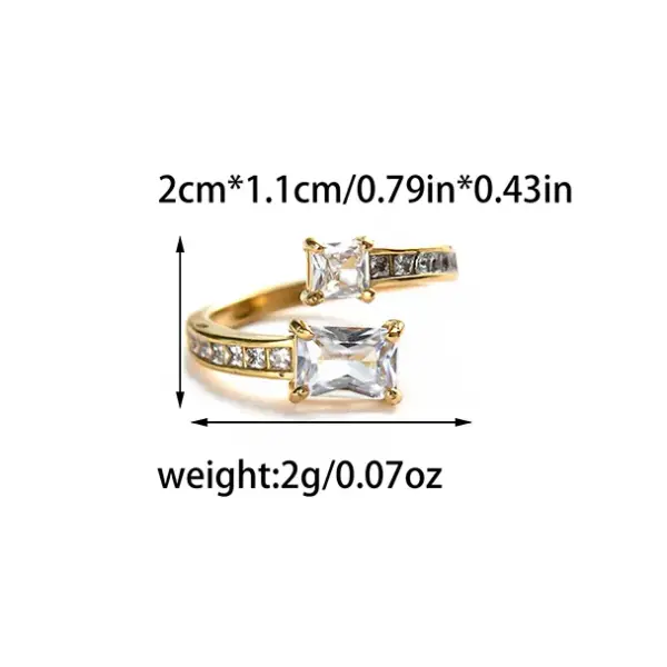 Wholesale Ion Plating (IP) 14K Gold Real Gold Plated Geometric 304 Stainless Steel Elegant Romantic Shiny Waterproof Non Tarnish Open Rings