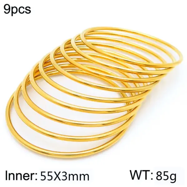 PVD Coated 18K Gold Plated Round Solid Color 304 Stainless Steel Simple Style Waterproof Non Tarnish Titanium Steel Bangle